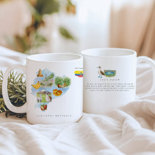 Mug Carte illustrée de l'Équateur à l'aquarelle   Mono