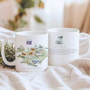 Mug Carte illustrée de l'Islande à l'aquarelle   Monog