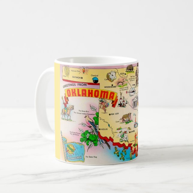 Mug Carte illustrée de l'Oklahoma vintage (Devant gauche)