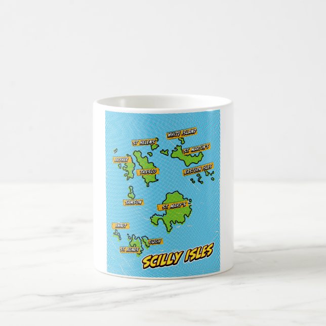 Mug Carte illustrée des îles Scilly dans le style Pop  (Centre)