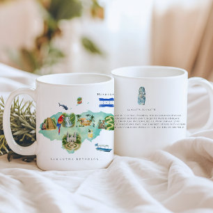 Mug Carte illustrée du Honduras à l'aquarelle   Monogr