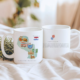Mug Carte illustrée en aquarelle Paraguay   Monogramme