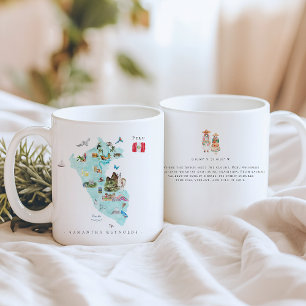 Mug Carte illustrée en aquarelle Pérou   Monogramme
