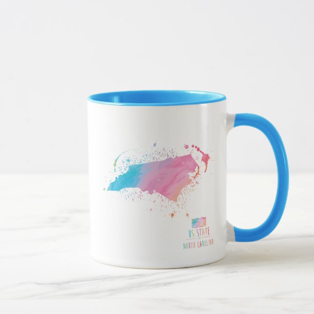 Mug Carte | la Caroline du Nord d'aquarelle (Droite)