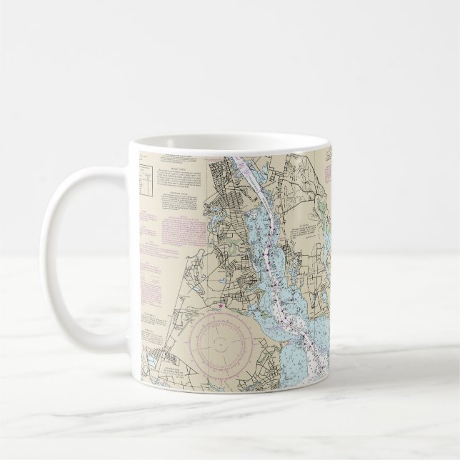Mug Carte marine de la baie Narragansett 13221 (Gauche)