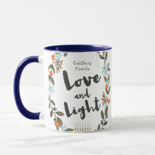 Mug Carte photo Festif Floral Hanoukka