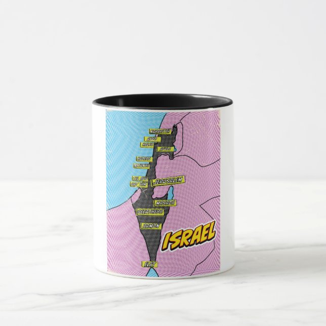 Mug Carte Pop Art Illustré Israël (Centre)
