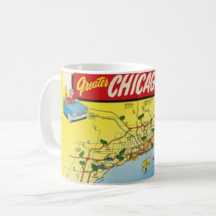 Mug Carte postale vintage colorée de Chicago 