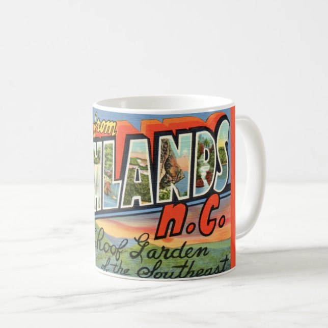 Mug Carte postale vintage de Highlands NC (Devant droit)