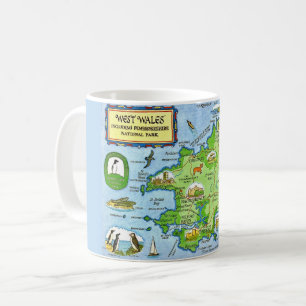 Mug Carte postale vintage de l'Ouest du Pays de Galles