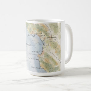 Mug Carte régionale de la baie de Monterey Californie