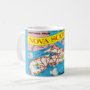 Mug Carte Rétro Colorée de Nouvelle-Écosse