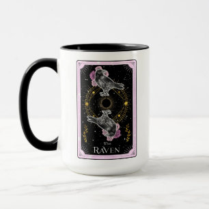 Mug Carte Tarot Corbeau Lune Céleste Rose Noir