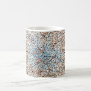 Mug Carte topographique du Mont vintage Rainier