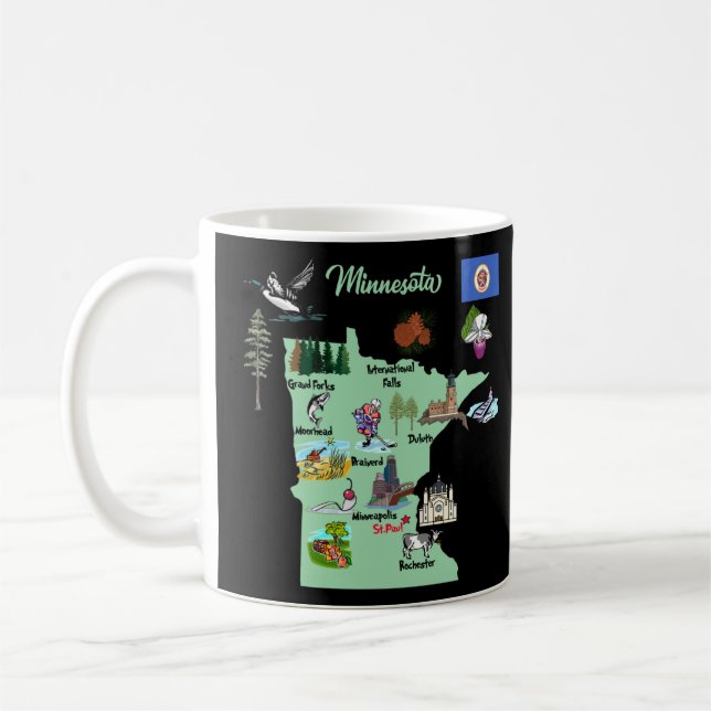 Mug Carte touristique du Minnesota avec des points de  (Gauche)