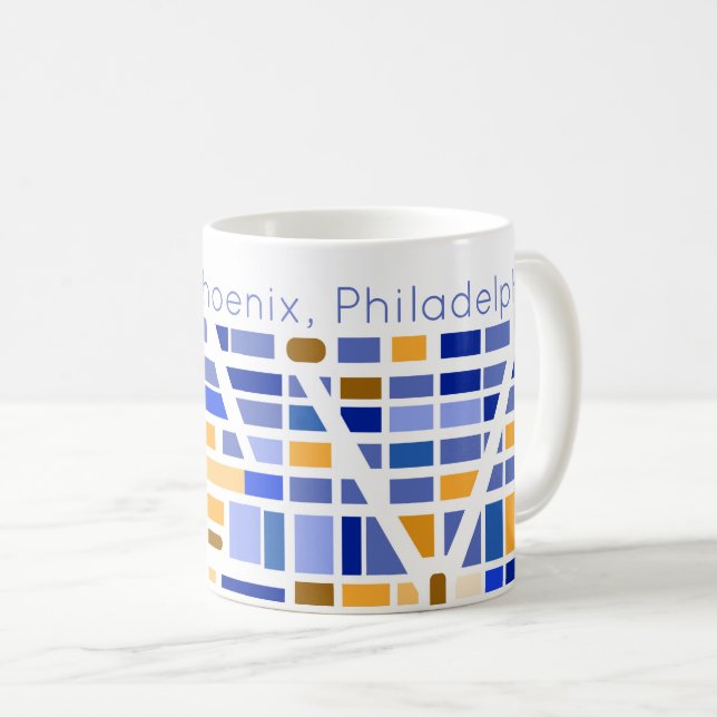 Mug Carte Urbaine Villes Vivées Déménagé Nouveau Cool (Devant droit)