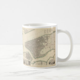 Mug Carte vintage de New York City inférieur (1840)