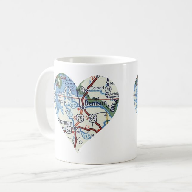 Mug Carte Vintage Denison TX (Devant gauche)