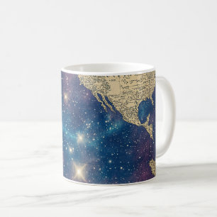 Mug Carte vintage du monde céleste pourpre (6)