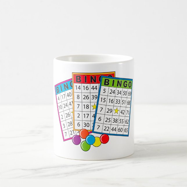 Mug Cartes de jeu de bingo colorées avec jetons (Créateur téléchargé)