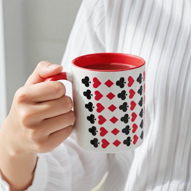 Mug Cartes de jeu rouge et noir Motif de plateau (Tea or coffee?)