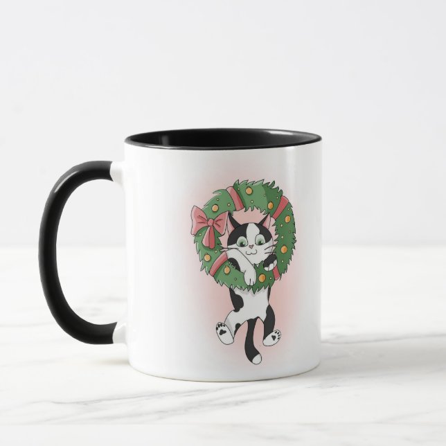 Mug Cartographie noir et blanc Chat en couronne de Noë (Gauche)