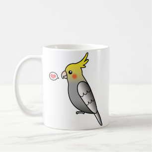 Mug Carton gris Cockatiel Parrot Amour d'oiseau