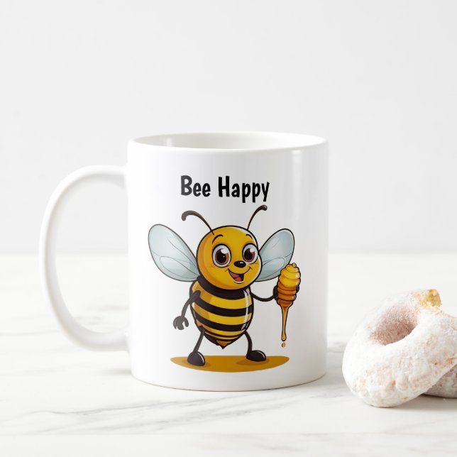 Mug Cartoon Honey Bee Personnalisé (Avec donut)