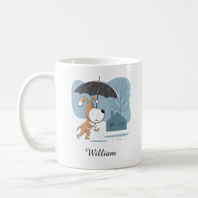 Mug Cartoon mignon Chien Chien Chien Chiot Marche Plui (Gauche)