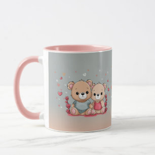 Mug Cartoon mignon Teddy Lovers Coeurs Saint Valentin