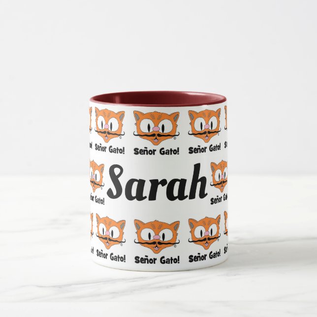 Mug Cartoon Mustache Chat Motif Personnalisé (Centre)