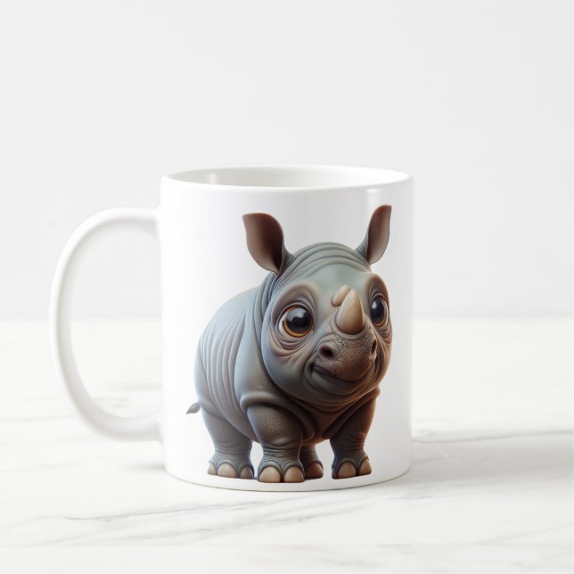 Mug Cartoon Rhino design de caractères adorable (Gauche)