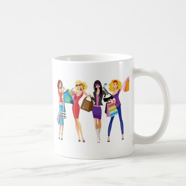 MUG CARTOON SHOPPPING FILLES VECTEURS STYLE MODE S'AMU (Droite)