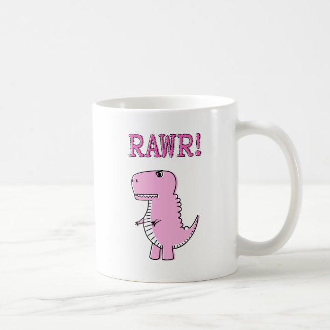 Mug Cartoon T-Rex Dinosaur Mignonne Et Rose En Colère (Droite)