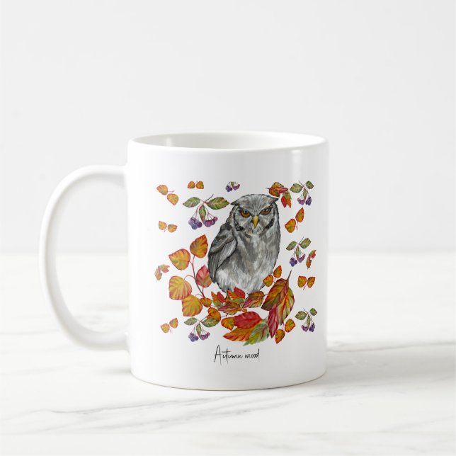 Mug Cascade chute belle chouette et feuille (Gauche)
