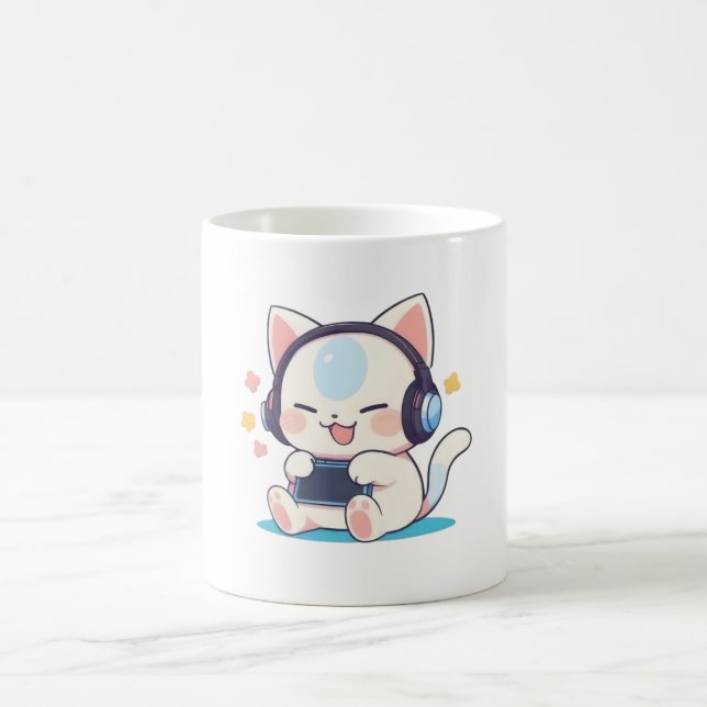 Mug Casque de jeu pour console portable Chibi Chat Mig (Centre)