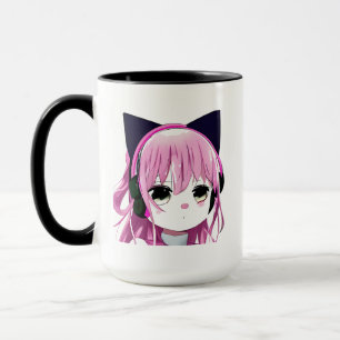 Mug Casque d'oreille rose pour fille d'Anime en chat