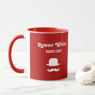 Mug Casquette blanc et mustache silhouette rouge