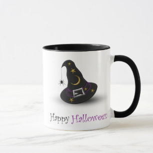 Mug Casquette de sorcière d'Halloween avec araignée -