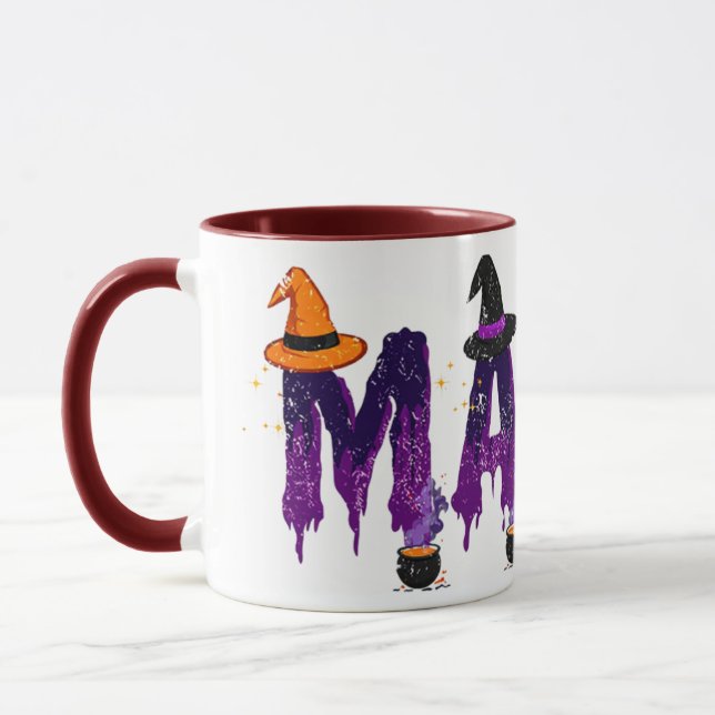 Mug Casquette et pots de sorcière violet et noir de ma (Gauche)