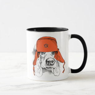 Mug Casquette rouge de Basset Hound Ushanka