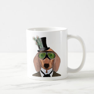 Mug Casquette supérieur de lunettes vertes de teckel
