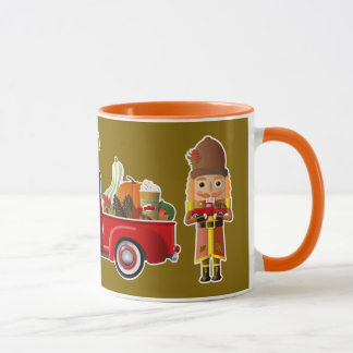 Mug Casse-noix de bois automnal avec petit camion roug