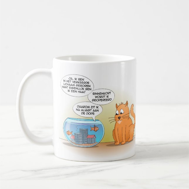 Mug Cat and fish; né dans le mauvais corps (Gauche)