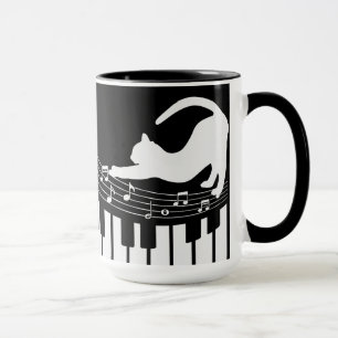 Mug Cat classique Jazz Piano Clavier Lecteur Café