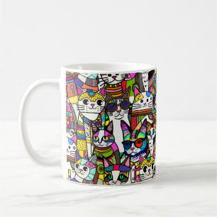 Mug Cat Crazy Clowder de chats, cadeau coloré