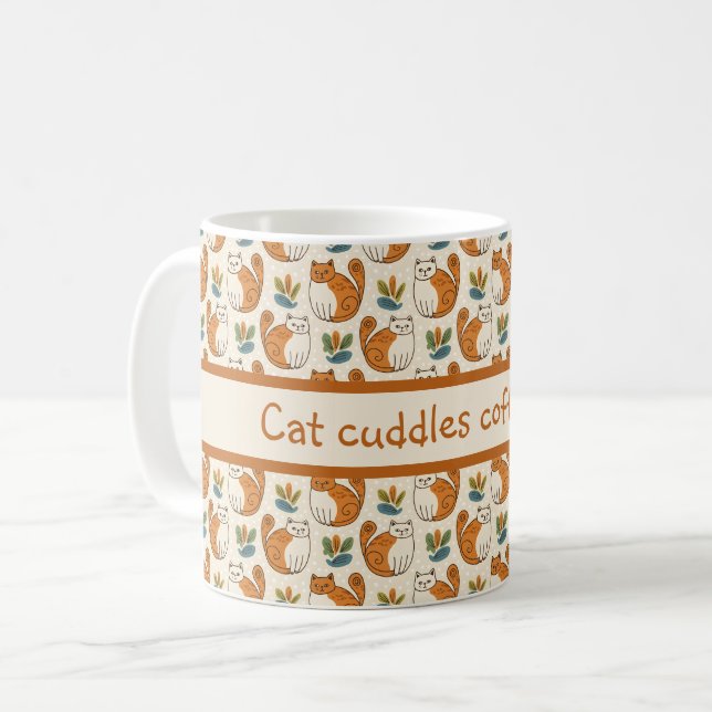 Mug Cat Cuddles Coffee Cup Naive Art Style (Devant gauche)
