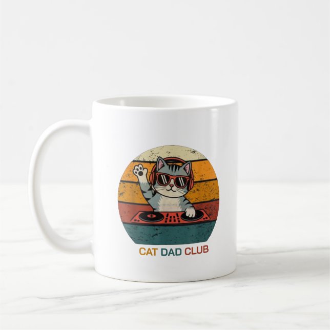 Mug CAT DAD CLUB / Funny Retro misician (Gauche)