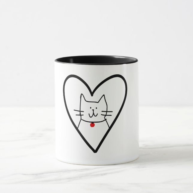 Mug Cat in Heart Doodle  (Centre)
