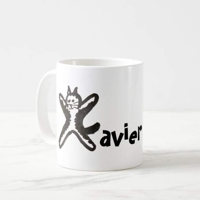 Mug - Cat Letter X with Name  (Front Left)
